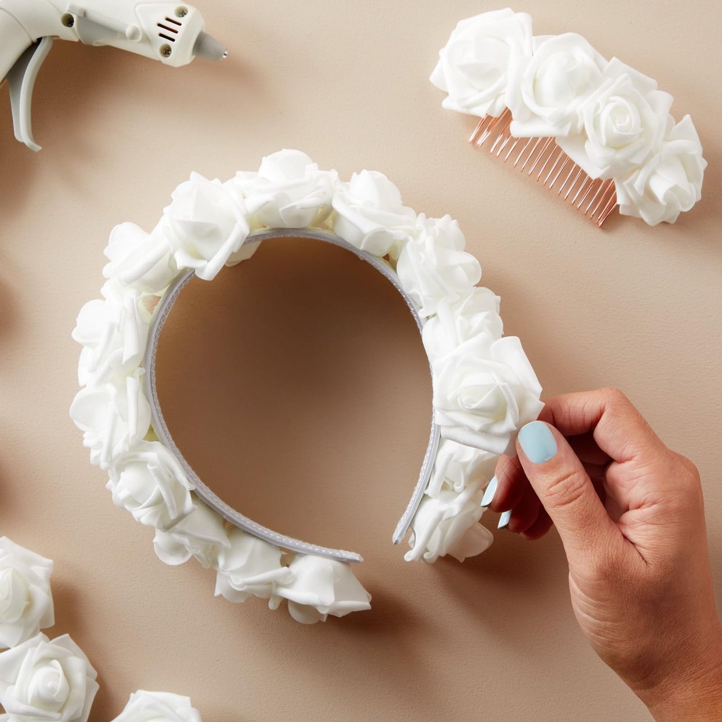 Bright Creations Fake Foam Flower Heads - 2-Inch White Stemless, 200 Pack - Artificial Flowers Bulk for Crafts & Decor