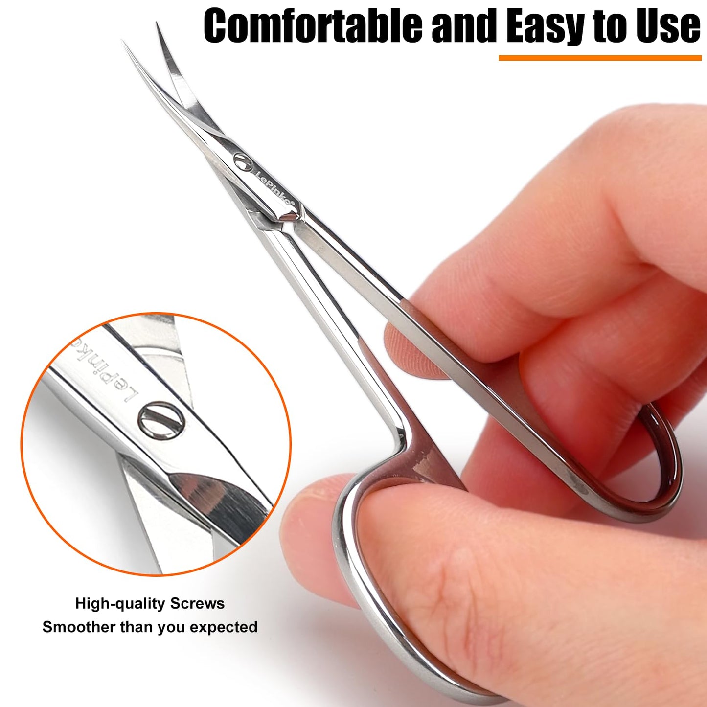 LePinko Professional Cuticle Scissors, Fully Forged, Sharper and More Wear-resistant, Short Blades