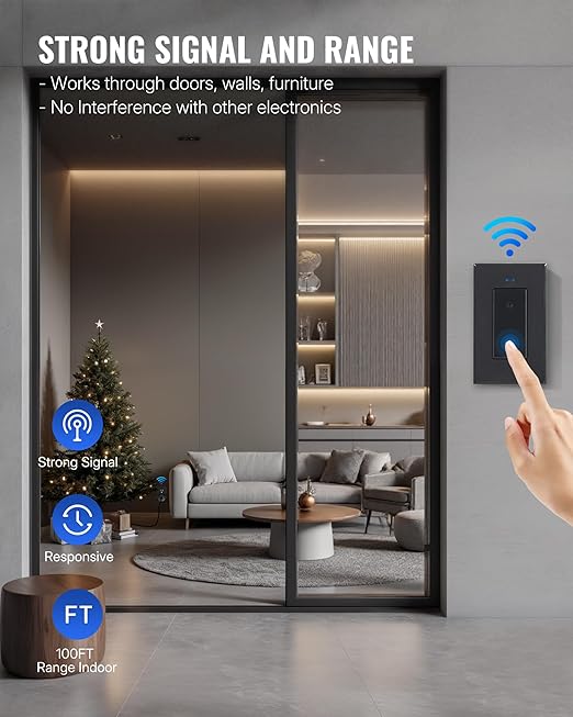 Black Remote Control Outlet Plug, WILAWELS Wireless Light Switch, On Off Remote Switch Outlet for Lights, Lamps, Home Appliance, 100ft RF Range, No Wiring, FCC Listed H05RC1106
