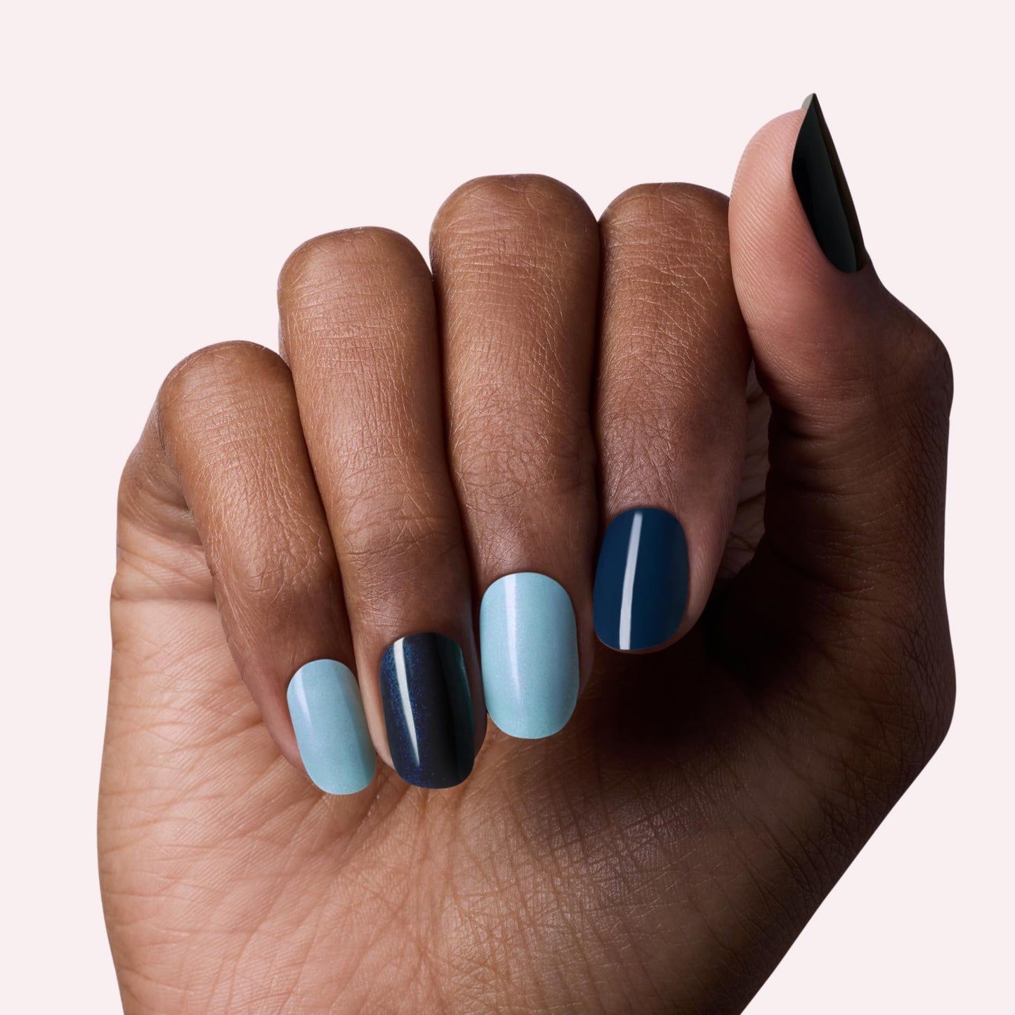 Dashing Diva Glaze Nail Strip 3-in-1 Kit - Best of Blues - Long Lasting, Chip Resistant, Semi-Cured Gel Nail Strips - Contains 96 strips, 3 prep pads, 3 manicure sticks, 1 nail file