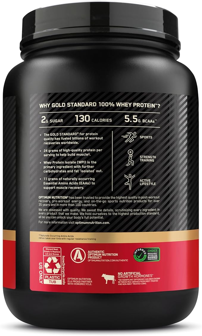 Optimum Nutrition Gold Standard 100% Whey Protein Powder, Chocolate Malt, 2 Pound (Packaging May Vary)