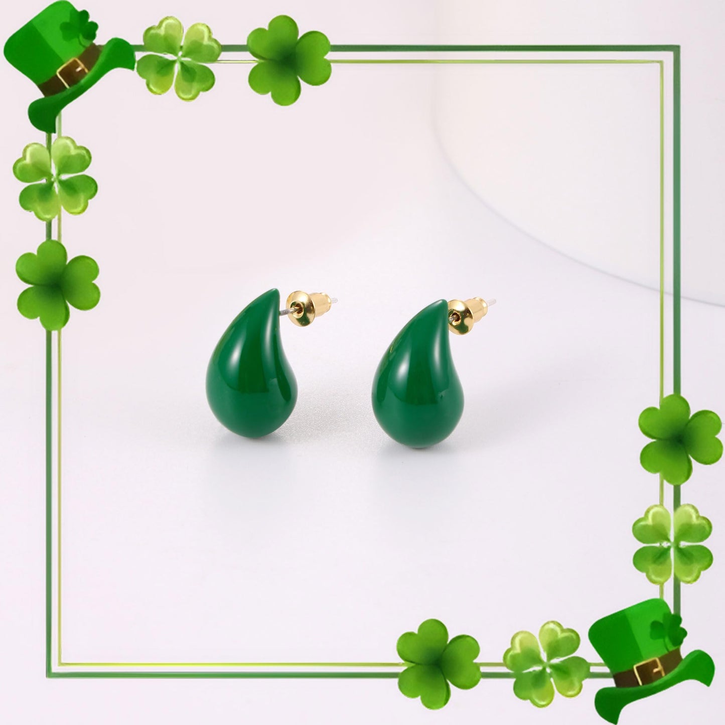 Gacimy Green Teardrop Earrings Dupes for Women, Chunky Drop Earrings for Women with 925 Sterling Silver Post, 0.7 Inches Green