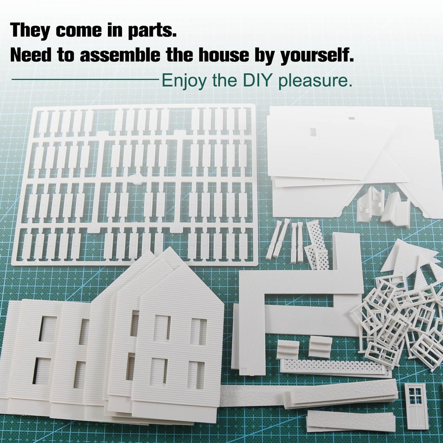 HO Scale Model Blank Village Two-Story House Kit Unassembled Christmas Building for Model Railroad (JZHO6871JJ)