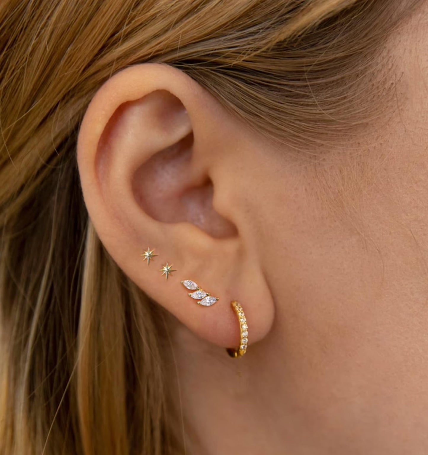 Gold Stud Earrings for Women, 6 Pairs 14K Hypoallergenic Cartilage Earrings for Multiple Piercing, Dainty Small Stackable Hoop Ball Earrings Set (Gold-4 Pairs A)