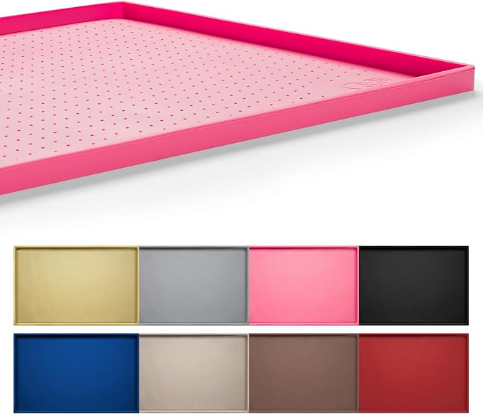 Hubulk Dog Feeding Mat,100% Waterproof Food Grade Silicone Pet Food and Water Bowl Placemat,Dishwasher, High Raised Edge to Prevent Spills,Nonslip Tray to Stop Messes on Floor（28"x18"x0.8",Hunter ）
