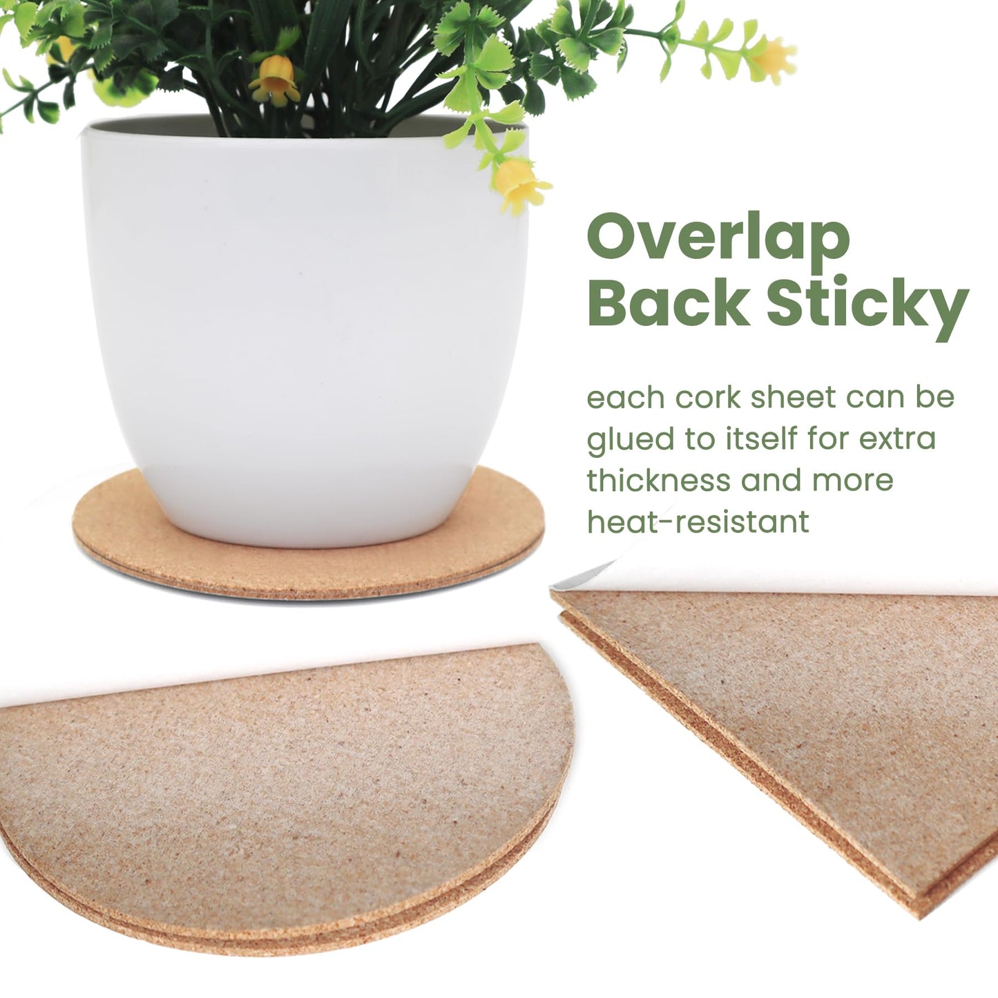 GravGrow 72 Pcs 2mm Thick Self-Adhesive Cork Sheets Cork Coasters, 4 x 4 Inch Square Cork Board Cork Tiles, Backing Cork Mats with Strong Adhesive-Backed for DIY Coasters, Brown, UN004-3