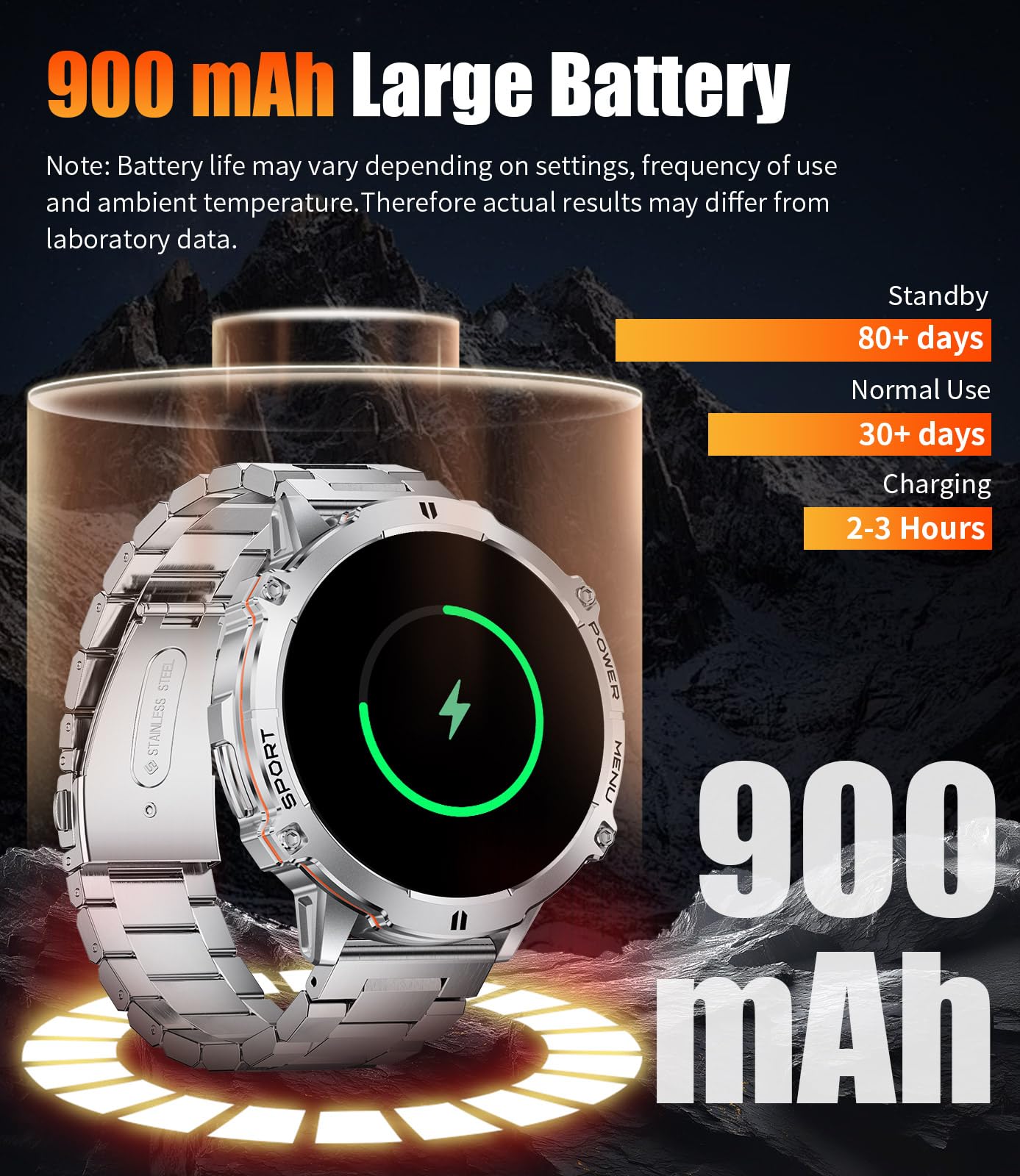 LIGE Smart Watches for Men Answer/Make Calls,1.75" Display Fitness Tracker with Compass Altitude and Barometric Pressure 900mAh Sleep Monitor 110+Sport Modes for Android iOS Smartwatch(Silver)