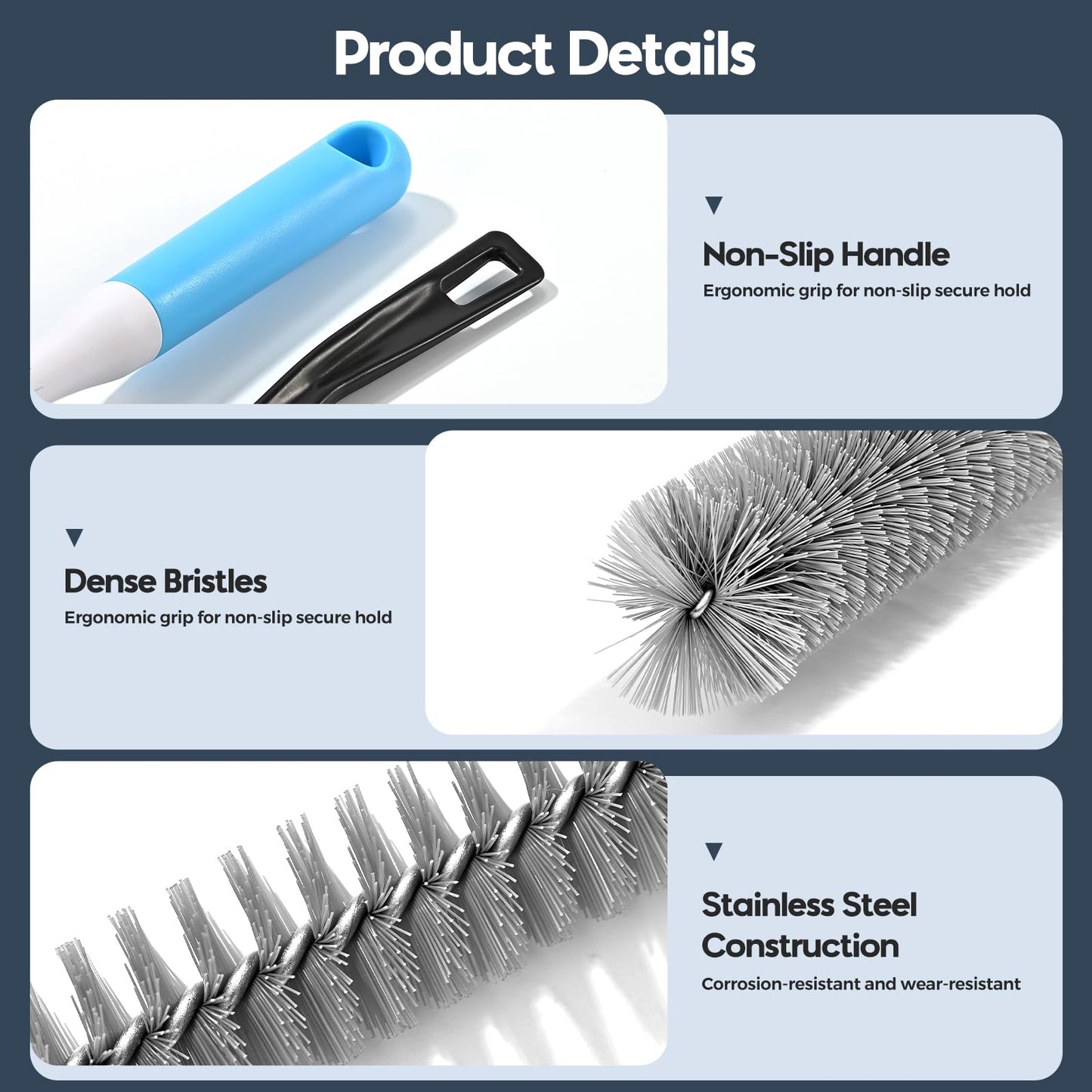 TOOUT Dryer Vent Cleaner Kit 5 Pcs, Refrigerator Coil Cleaning Brush, Sewer Set Brush, Dryer Lint Cleaner Brush for Flexible Lint Remover, Kitchen Sink, Bathroom Clog, Toilet, Vent Scrubber