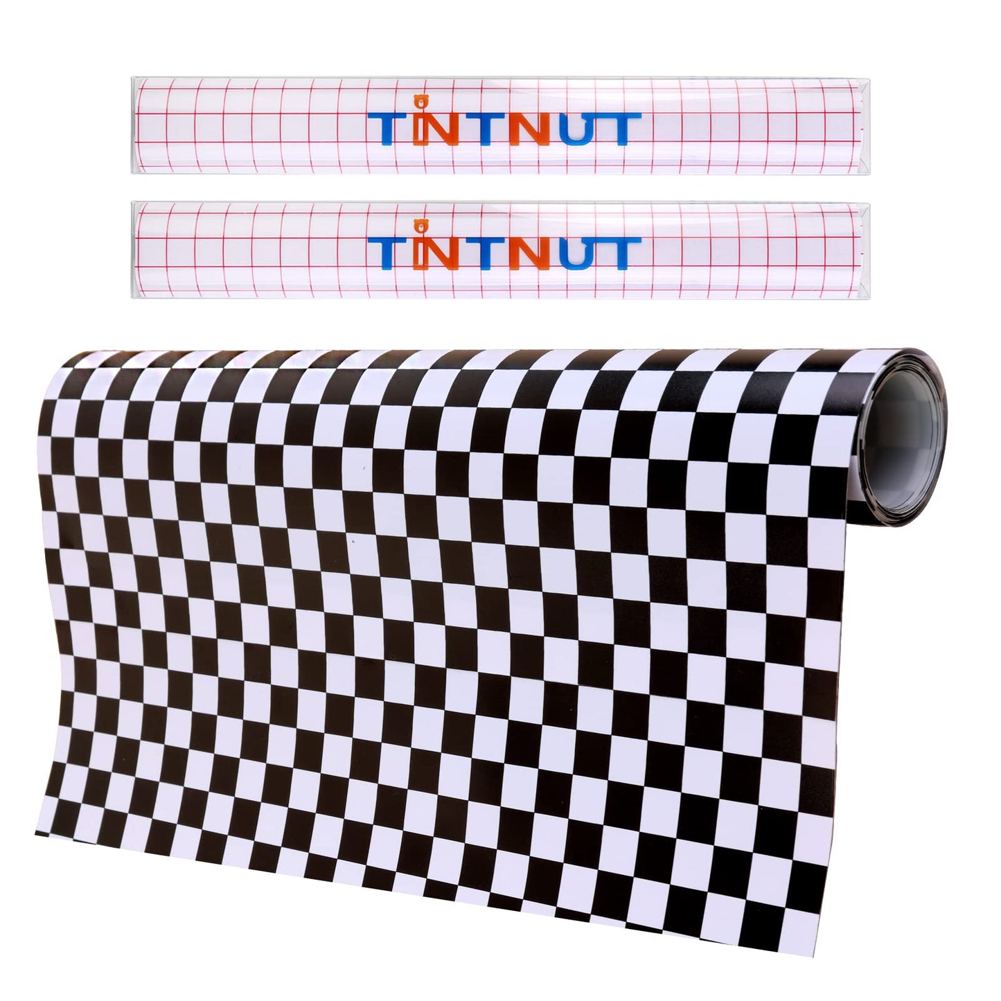 Tintnut Chessboard Permanent Vinyl Roll - 12 in x 5ft, Checkered Racing Patterned Permanent Adhesive Vinyl for Cutting Machine,Home Decor Self Sticker