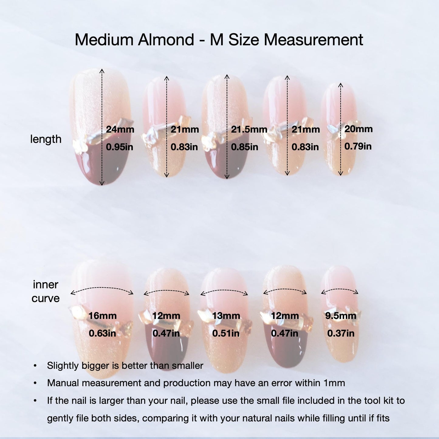 GLORS Press on Nails, Red Cat Eye False Nails with Gold Glitter, medium ballerina Shape, 10 Pieces (Medium, Almond)
