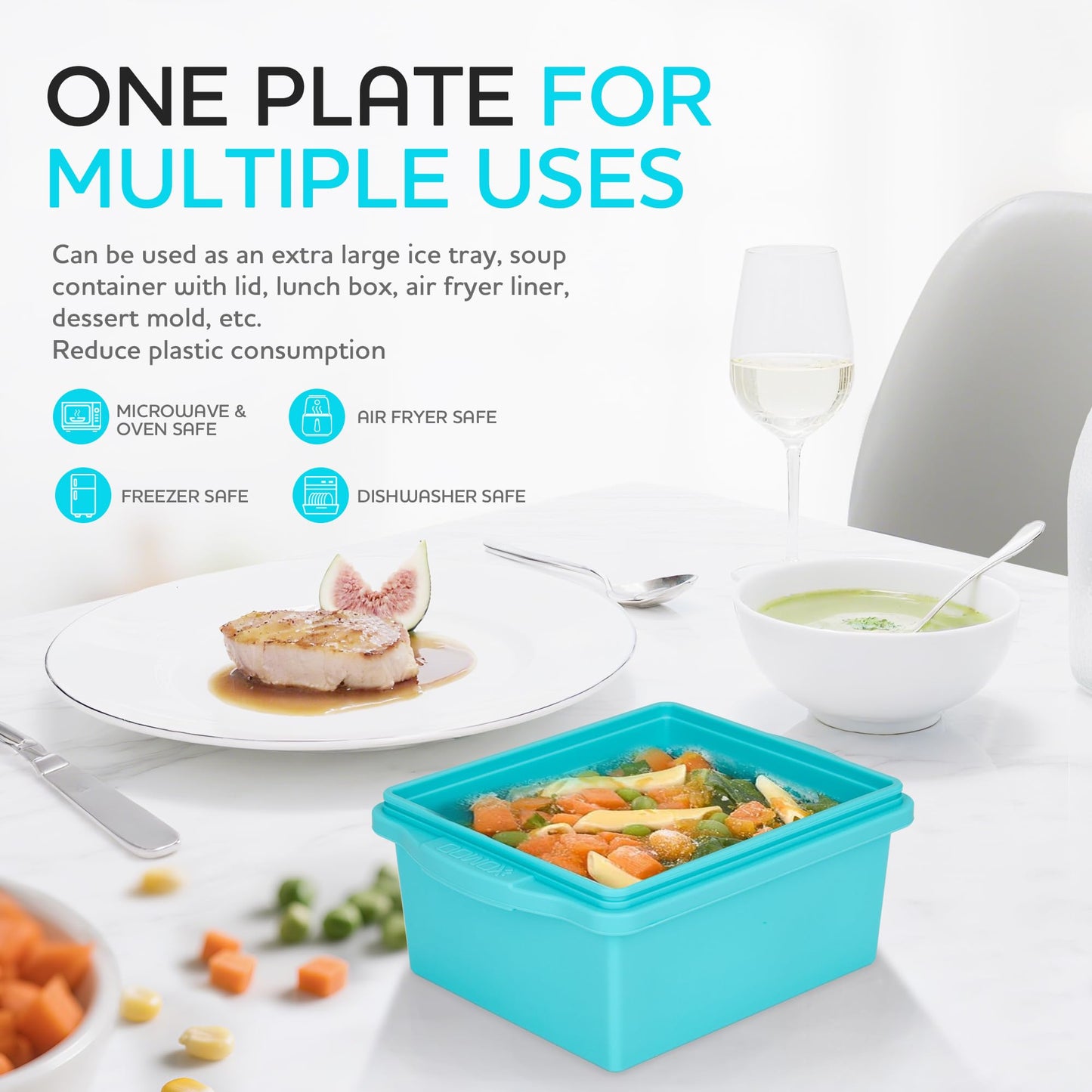 Xomoo 2 Cup Silicone Freezer Trays with Lids, Silicone Soup Freezer Molds - Leakproof, BPA-Free, Stackable, Microwave & Dishwasher Safe, Perfect for Soups, Sauces, Meal Prep, and Baked Goods - 4 Pack