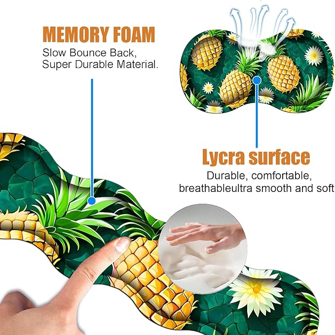 4 in 1 Ergonomic Keyboard Wrist Rest & Mouse Pad Wrist Rest Set, Large XXL Gaming Desk Mat 31.5"x 11.8" with Non-Slip Base, Memory Foam for Home Office Study Gaming, Pineapple