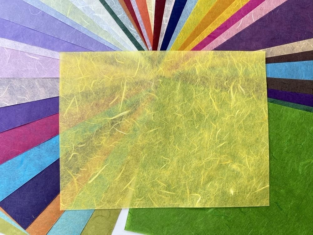 A5 50 Sheets Natural Fiber Mulberry Tree Mulberry Paper Sheets Art Tissue Washi Paper Design Craft Art Origami Suppliers Card Making 8.3" x 5.8". (Mixed 50 Color, A5)