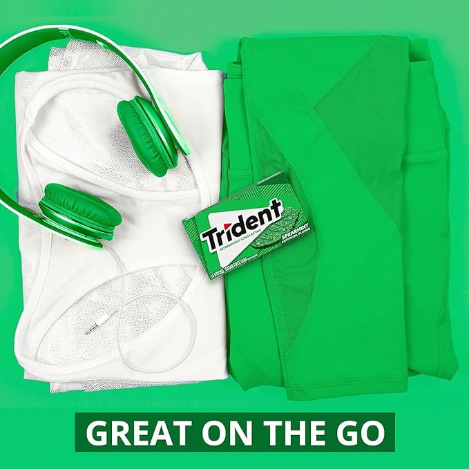 Trident Spearmint Sugar-Free Chewing Gum, 12 Packs of 14 Pieces (168 Total Pieces)