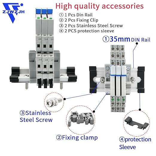 ZJWZJH Miniature Power Relay 12V DC/AC HF41F/12-ZS 5 Pin 1NO 1NC 6A SPDT, Socket Base with LED Indicator 41F-1Z-C2, with DIN Rail, 3Pcs Electromechanical Relays