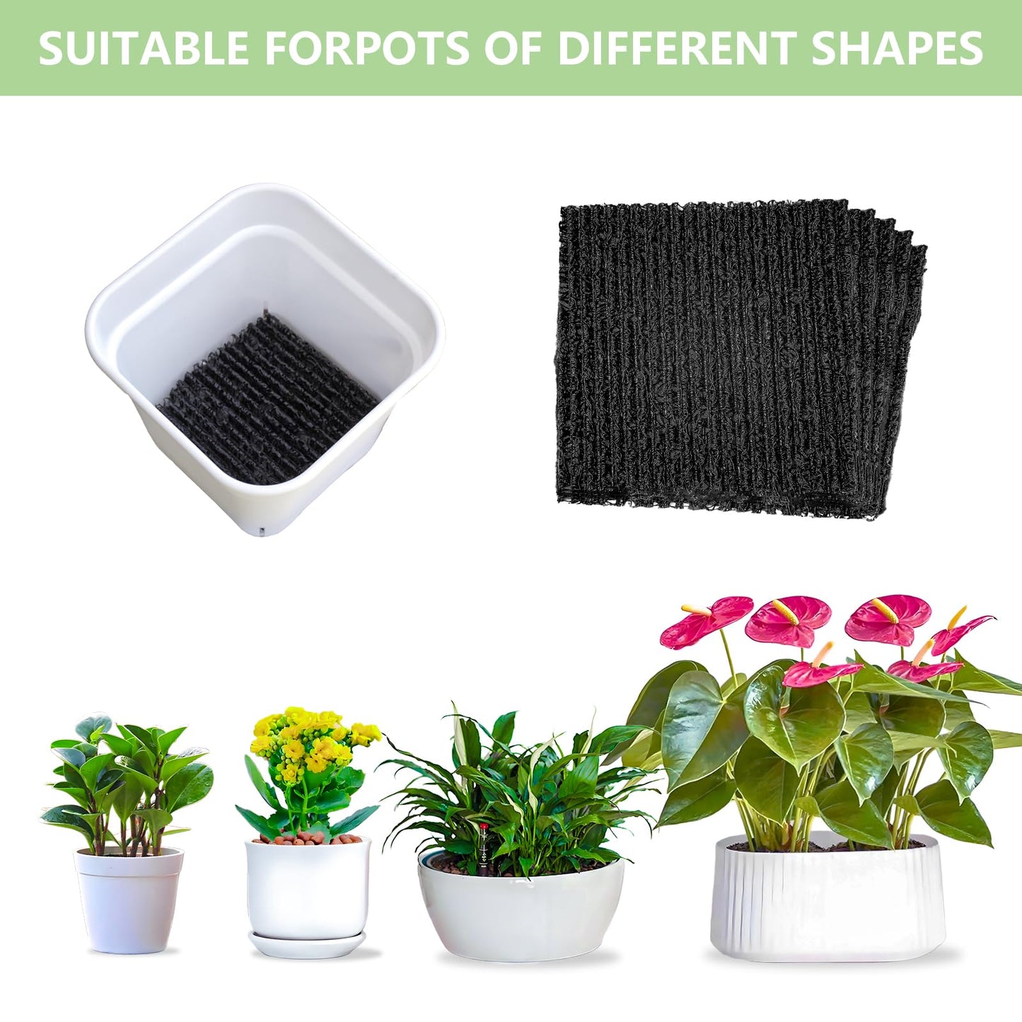 YENXIKU 6-Pack Flexible Plant Pot Mat - Planter Water Liners for Inside of Potted Plants, Easy-to-Cut Soil Protection & Aeration Mat (6.3 inch)