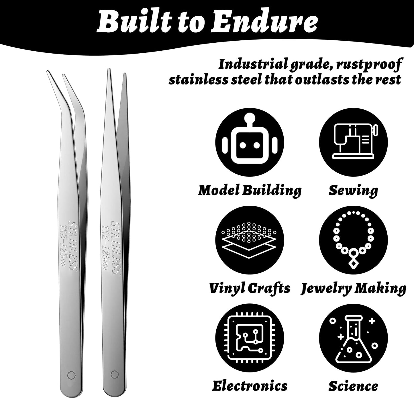 40 Pcs Stainless Steel Tweezers Set, Upgraded High Precision Tweezers, High-end Long Tweezer for Craft, Electronics, Soldering, Model, Laboratory Work, Jewelry-Making