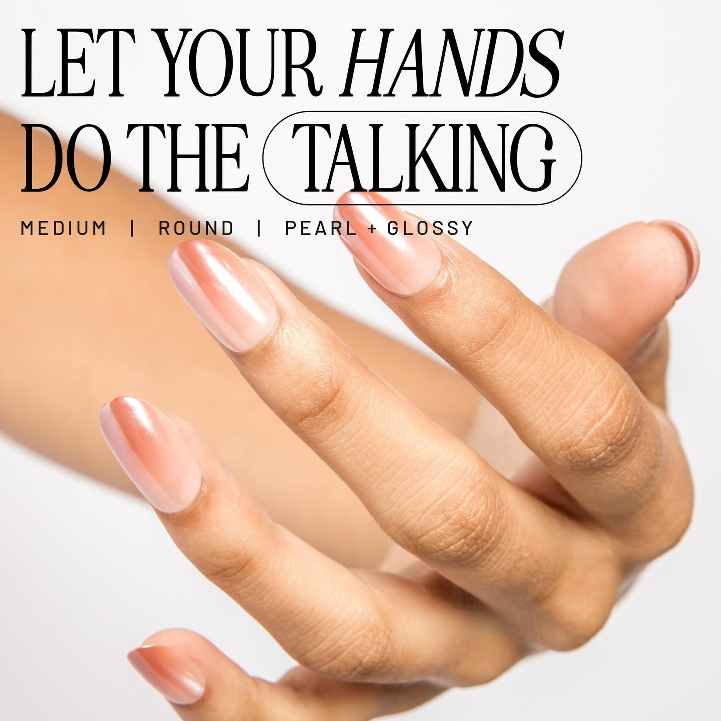 Lilac St - Press On Nails, Blush Touched (30 Nails, 15 Sizes) - Medium, Round, Pearl + Glossy, Opaque - Brush On Nail Glue, Nail File, Cuticle Stick, Prep Pad - Cruelty Free, Vegan, Women Founded