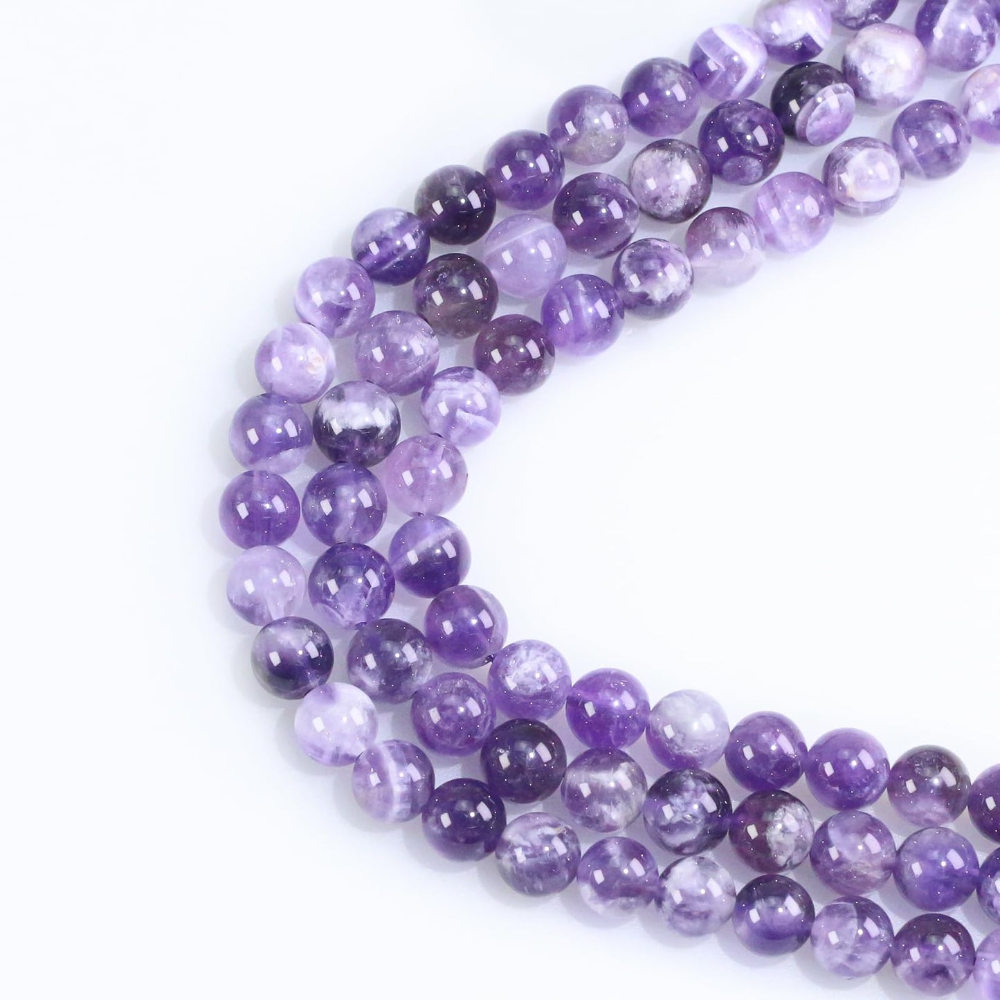 8mm Natural Amethyst Gemstone Round Loose Beads for Jewelry Making DIY Bracelets Necklace (45-48pcs/strand)