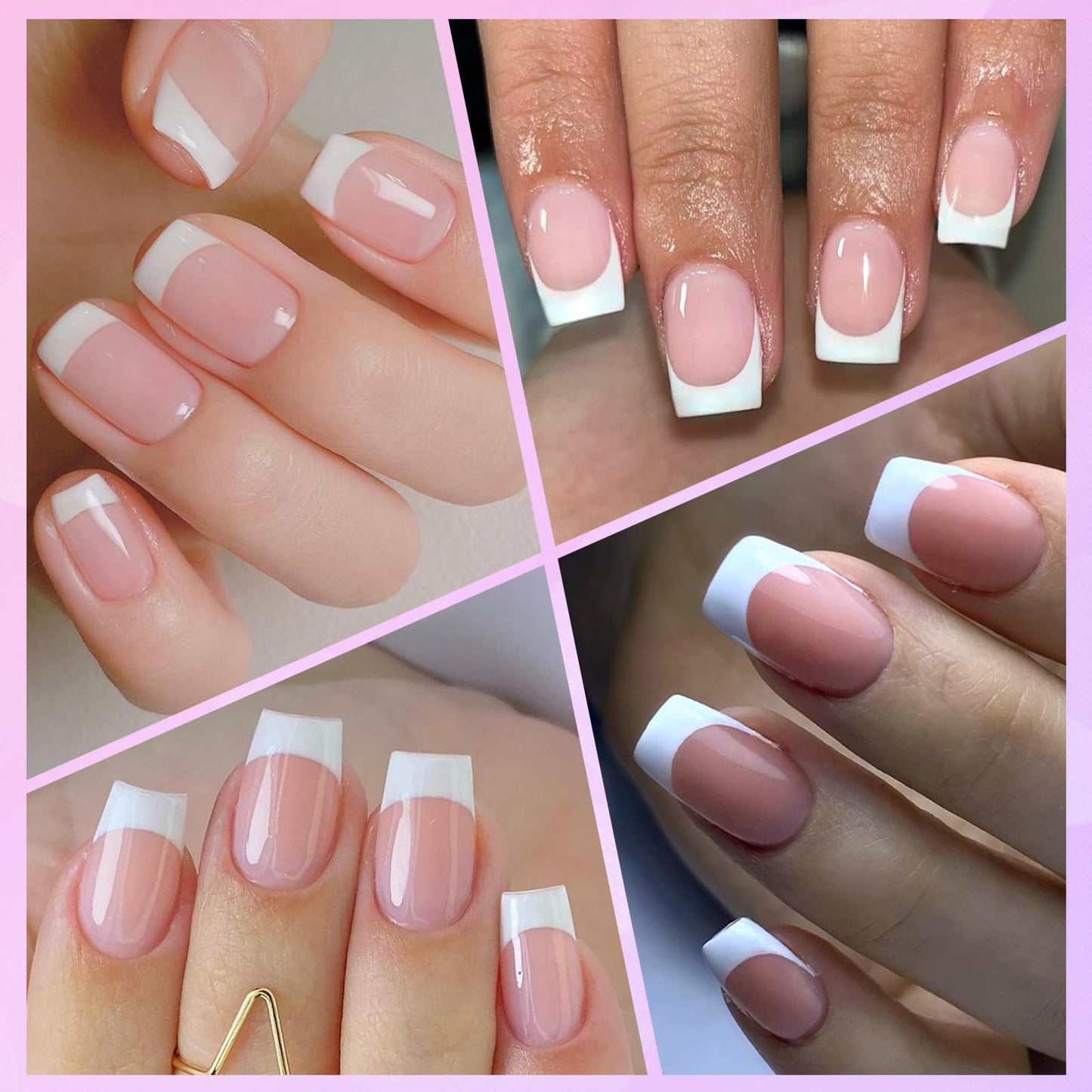 Lifextol 240pc French Tip Press on Nails Short Fake Nails & Adhesive Tab, False Acrylic Nail Press on Nails Square Nail Tips Artificial Glue on Nails Press ons Stick on Fingernail