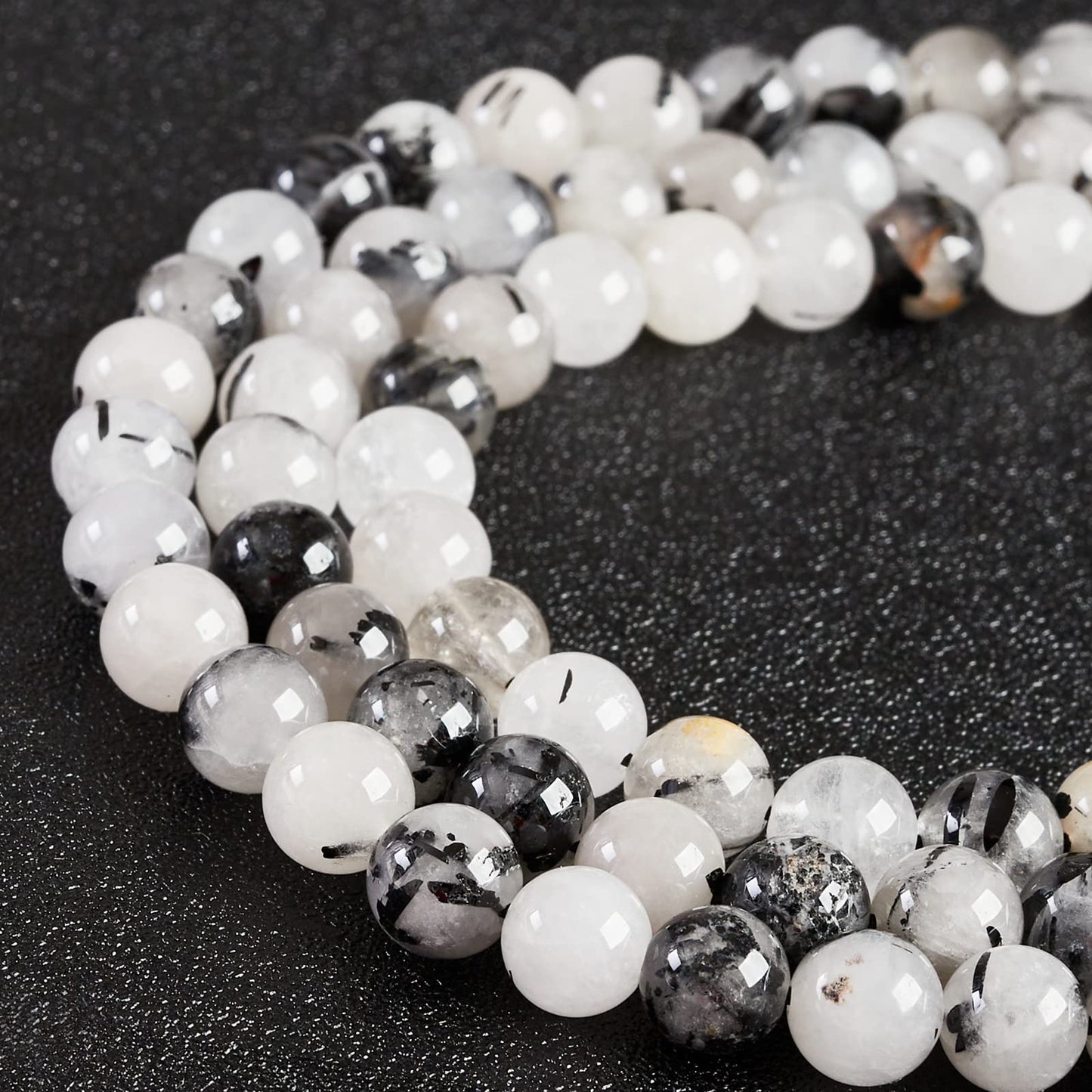 45pcs 8mm Natural Tourmaline Quartz Beads Gemstone Beads Round Loose Beads for Jewelry Making