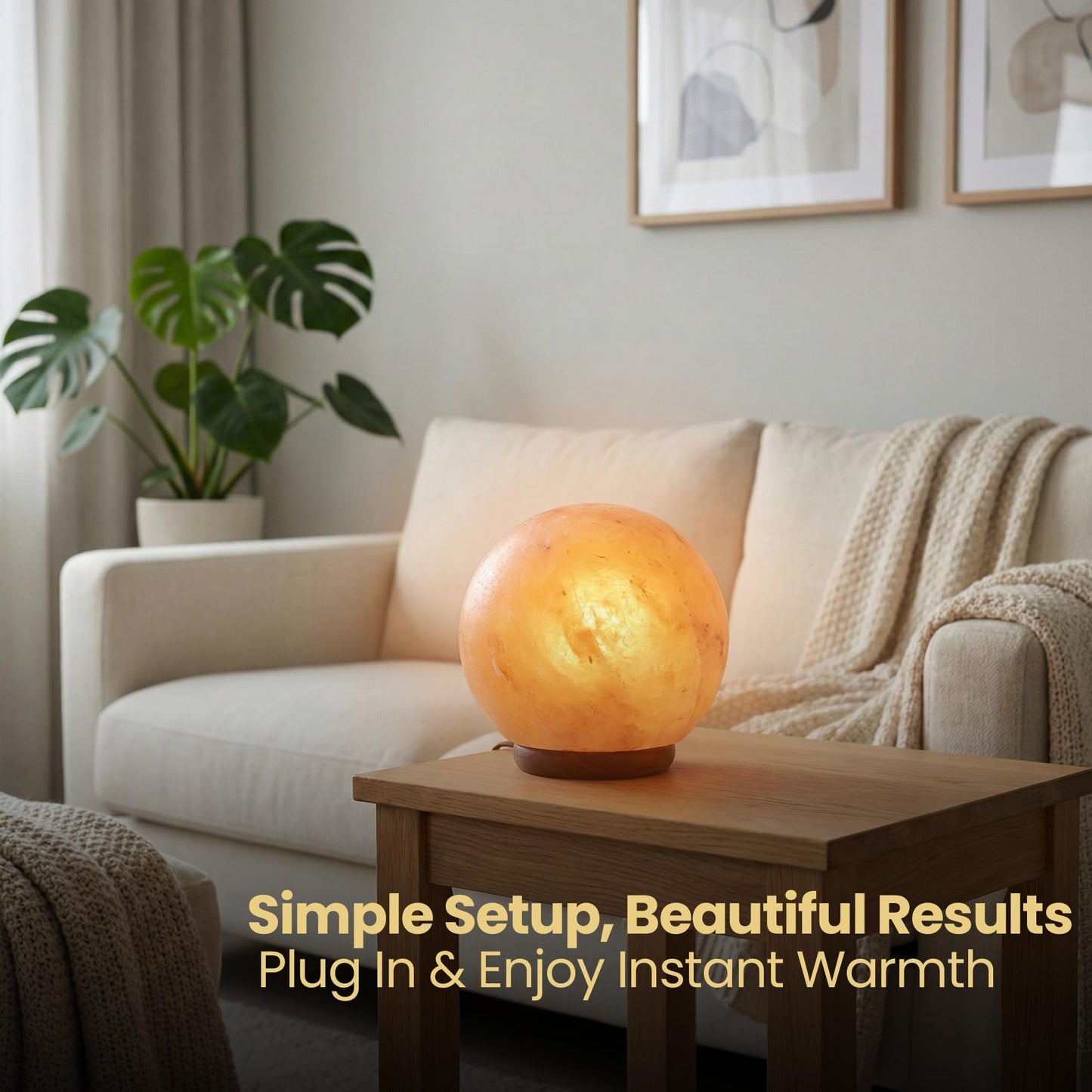 SAF Naturals Himalayan Natural Salt Lamp, Globe Shape, 6 Inch Diameter, with Dimmer Cable