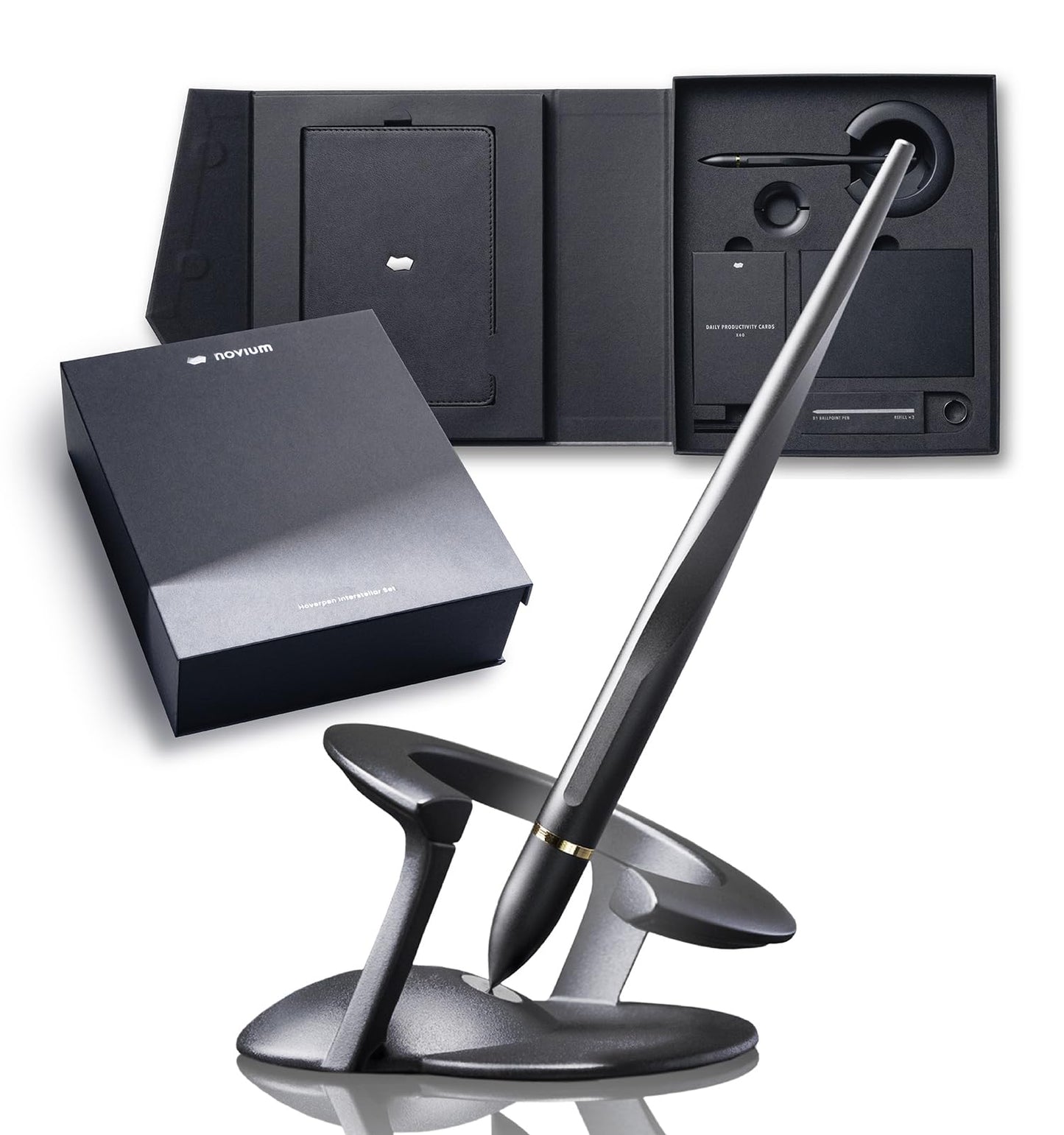 novium Hoverpen Interstellar Gift Set - Luxury Pen, 18K Gold-Plated Ballpoint with Premium Accessories, Refillable Ink, Gifts for Men & Women