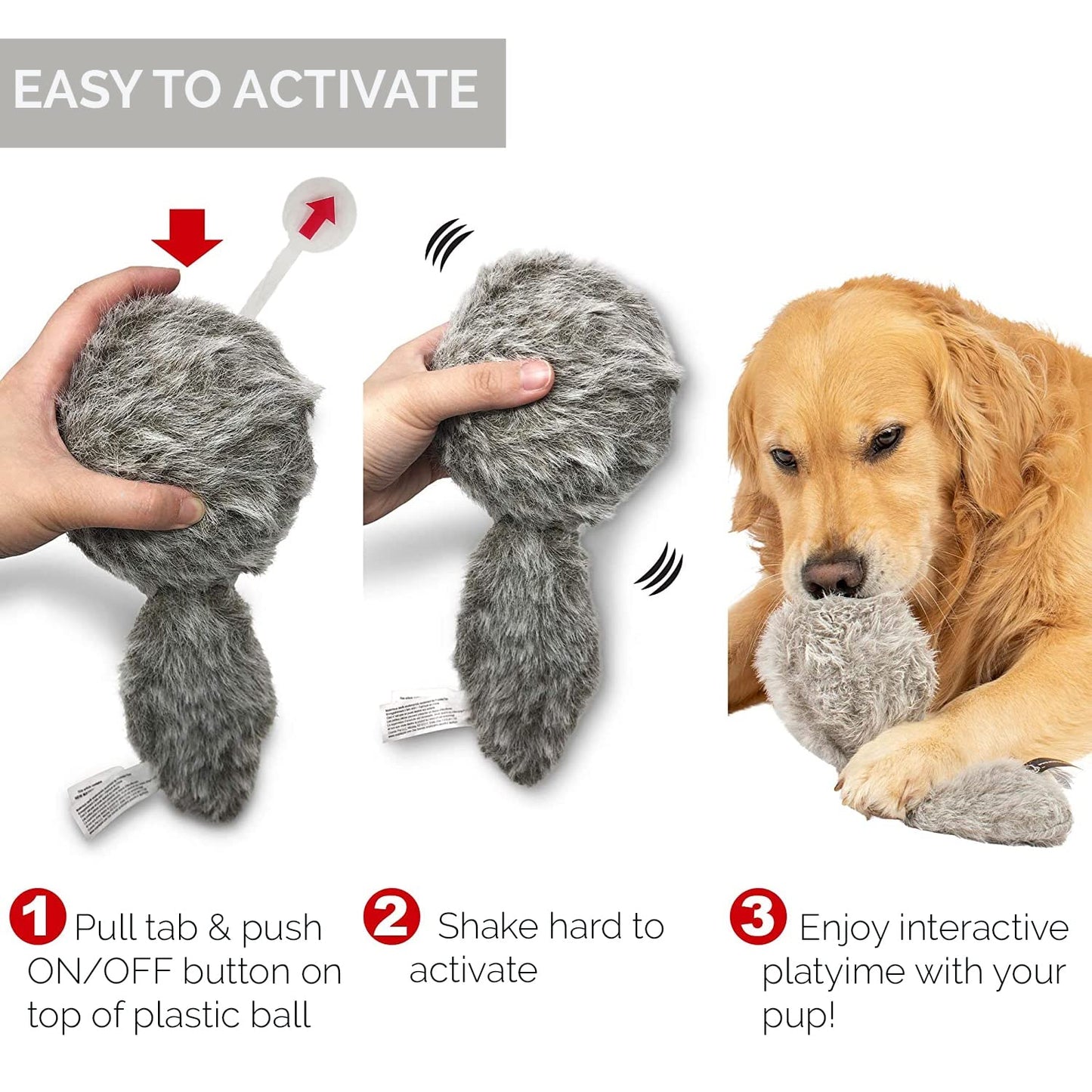 Hyper Pet Doggie Tail Interactive Plush Automatic Dog Toys, Durable, Wiggles, Vibrates, and Barks, Batteries Included, for All Dog Breeds, Boredom Buster
