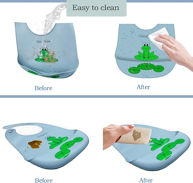 Silicone Baby Bibs – Adjustable, Soft, Waterproof & Durable, with Large Food-Catching Pocket, Feeding-Friendly