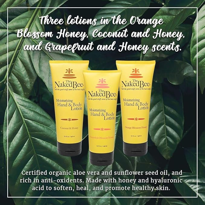 The Naked Bee Lip Balm Orange Blossom Honey Grapefruit Blossom Honey and Pomegranate & Honey 0.15oz + Hand and Body Lotion 6.7oz + Coconut Honey + Lip Balm Set Products Cruelty Free