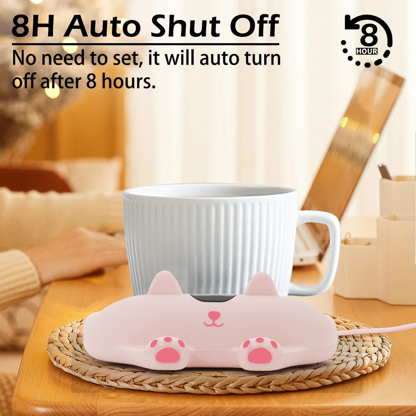 PUSEE Mug Warmer,Coffee Warmer for Desk Candle Warmer Auto Shut Off,Coffee Cup Warmer with 3 Temp Settings,Electric Beverage Warmer Plate for Coffee,Tea,Water Milk and Cocoa(Not Include Cup)