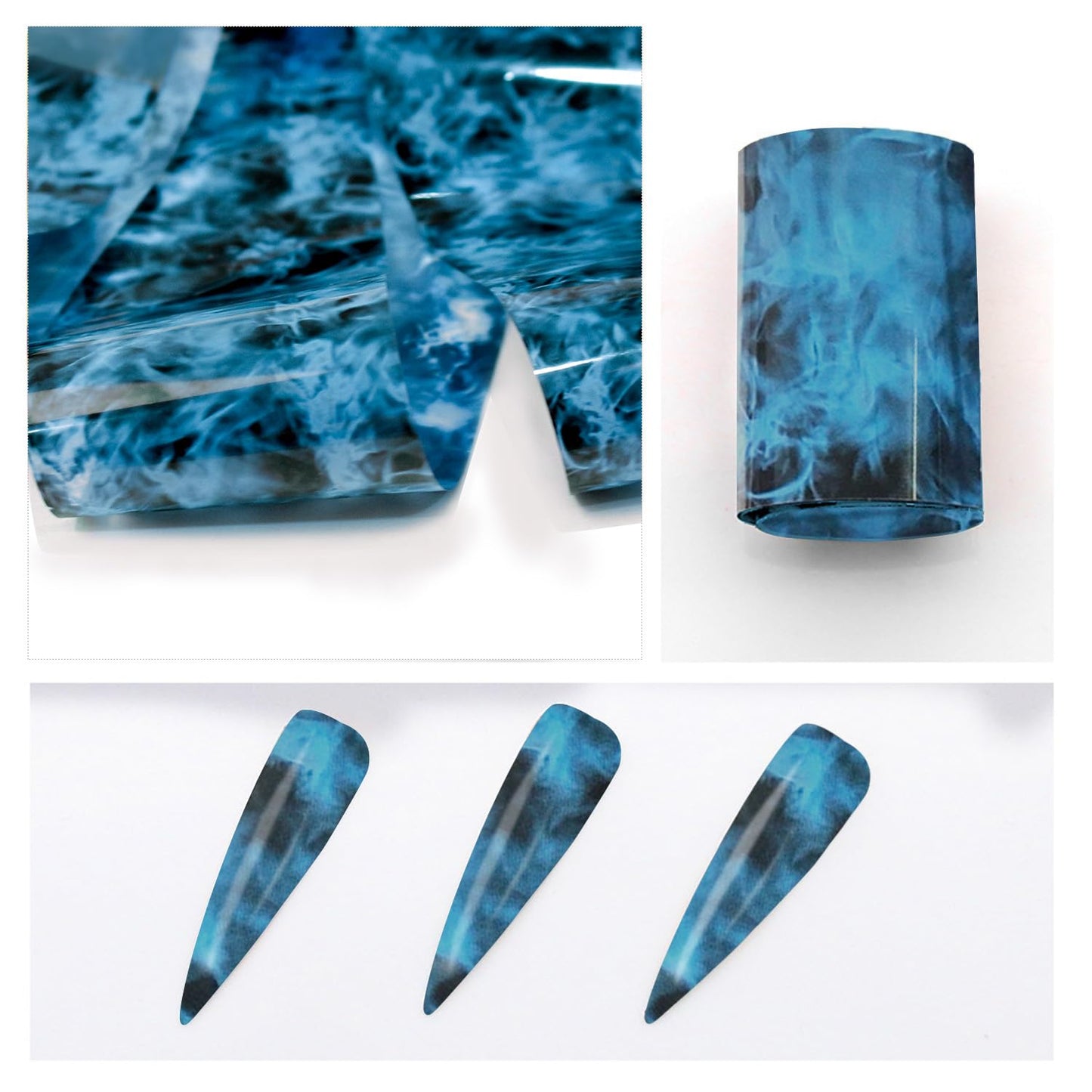 JERCLITY 18 Rolls Flame Nail Foil Transfer Stickers Kit Nail Foil Sheets Foil Nail Art Decals Nail Wraps