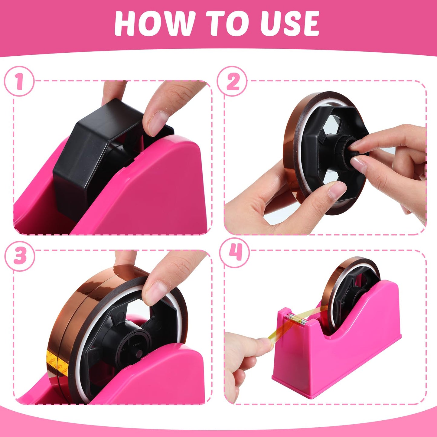 Kosiz 20 Pcs Heat Tape Dispenser Set 6 Multi Size Heat Tape for Sublimation 2 Press Gloves Resistant with Silicone Bumps Mini Cutter Pen Set Nonskid Weighted Base Holder(Rose Red)