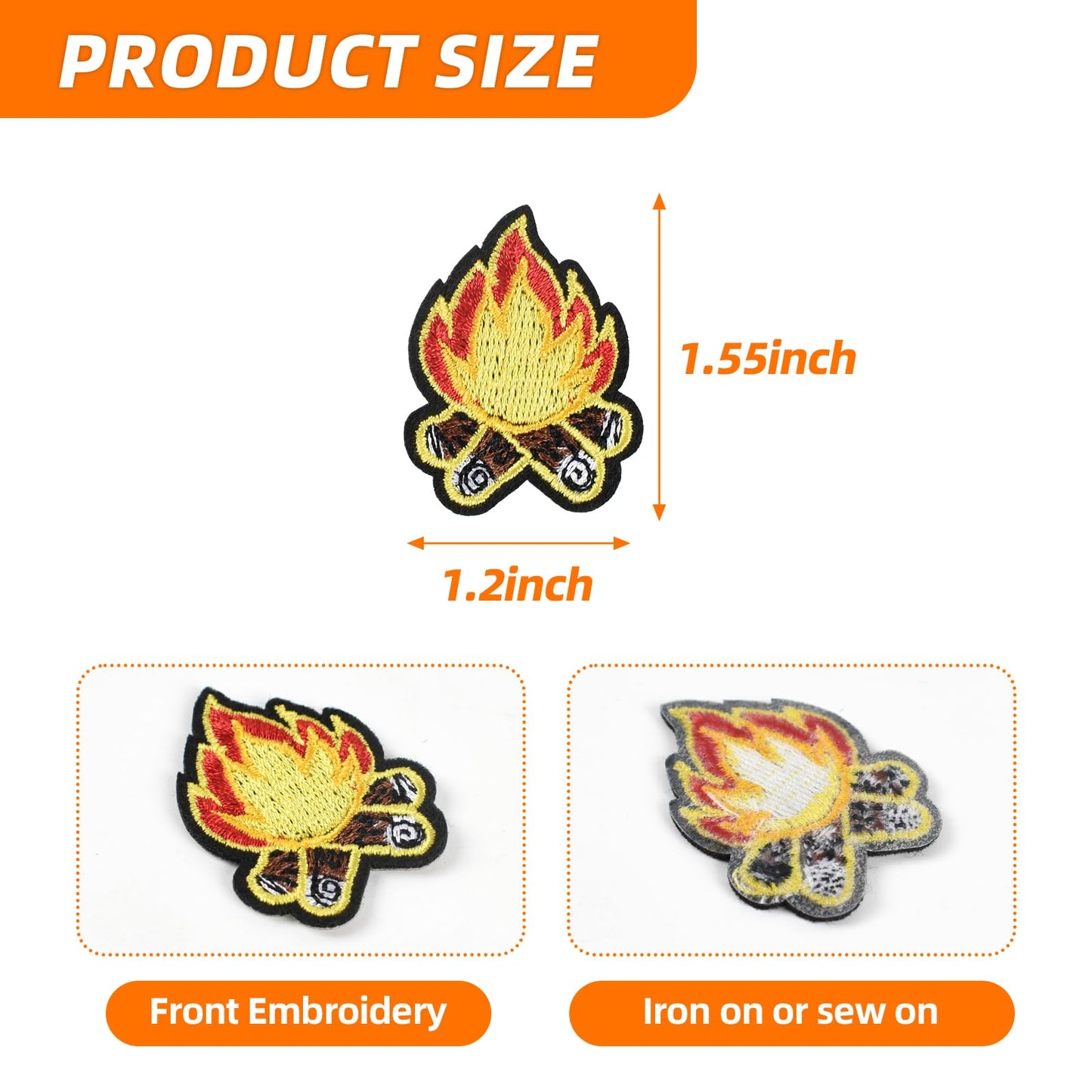 Luckforest Campfire Flame Iron On Patches, 10 Pcs Camping Fire Embroidered Applique Patches, DIY Sew On Repair Patches for Hats Shoes Backpacks Jackets Jeans