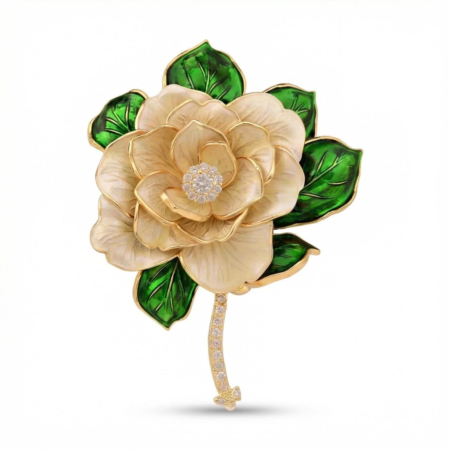 Brooch Pin - Gold Plated | Ideal Gift for Mom & Wife on Thanksgiving Day, Birthdays & Weddings (Camellia)