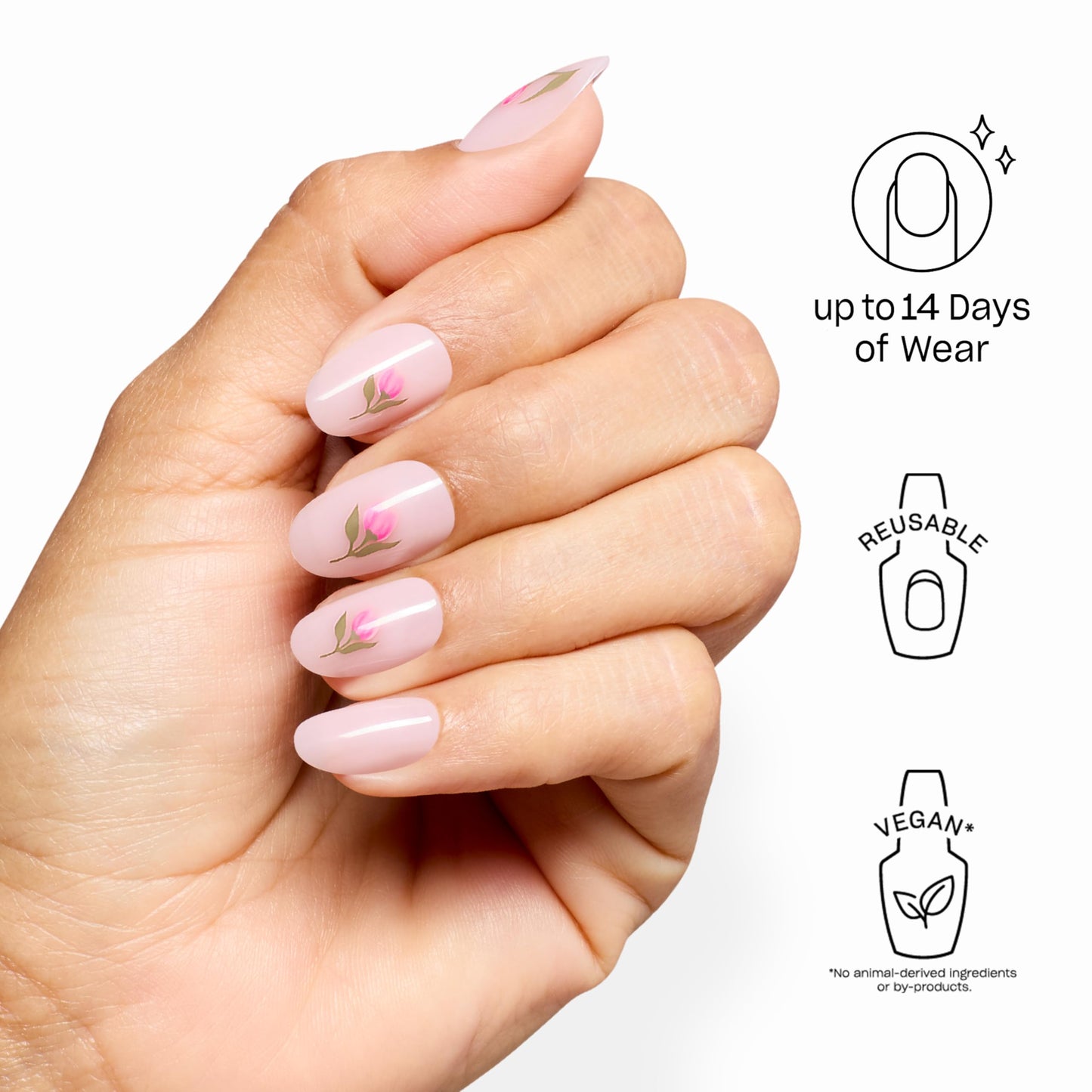 OPI On Point Give ‘Em Tulip | Short Round Opaque Neutral Floral Nail Art Press On Nails | 30 Count with Glue | Long Lasting, Reusable, Non-damaging | Spring 2026