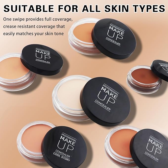 Under Eye Concealer for Dark Circles with Primer,Pot Concealer Full Coverage Tattoo Cover up Makeup,Nourishing and Moisturizing,Cruelty-free（04 Light）