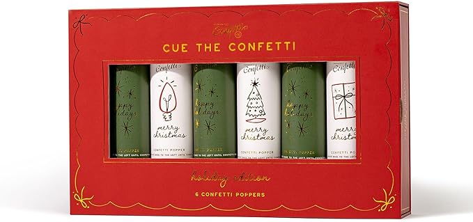 Biodegradable Christmas Confetti Poppers – 6 Pack Holiday Party Poppers & Stocking Stuffers