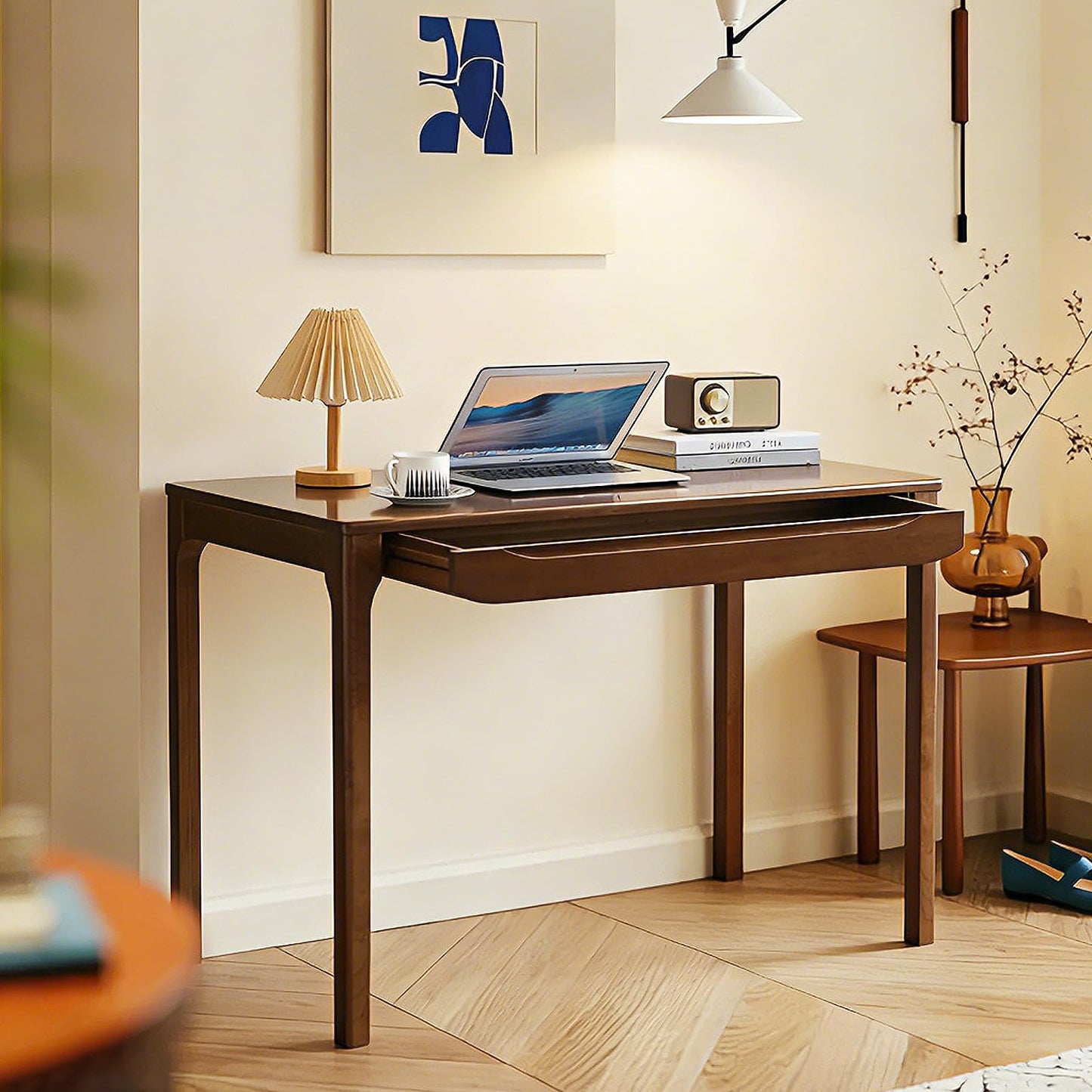 VIZBMYR Widen Solid Wood Desk with Drawers,39"X24" Wood Writing Desk for Small Space,Student Computer PC Desks,Home Desks for Work,Gaming Study Desk for Bedroom Escritorios Desk Table (Walnut, 39“)