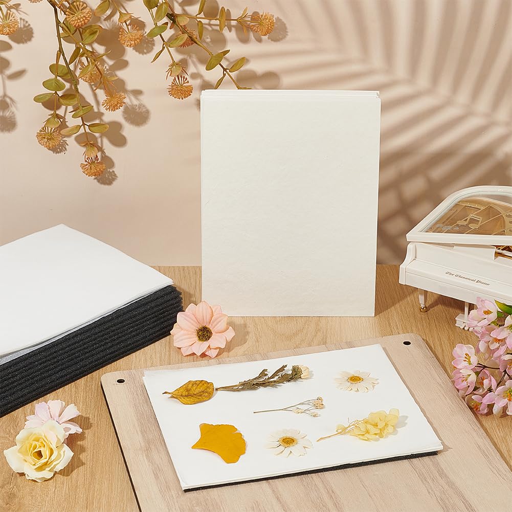 BENECREAT 50Pcs 7.87x5.91Inch Flower Pressing Paper Kit, 10Pcs Foam Pad, 10Pcs Drying Plate, 30Pcs Lining Paper for Pressing Flower Making Dried Plants Craft DIY