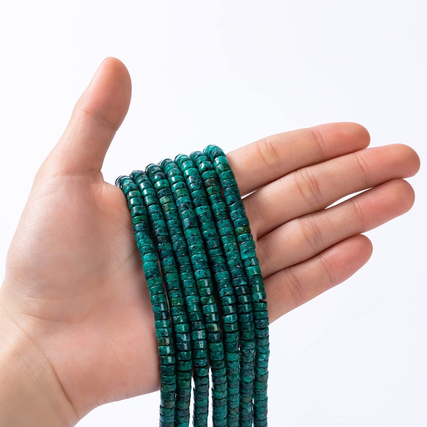 Natural African Turquoise Stone Spacer Beads 6x3mm 38cm/str Flat Round Loose Semi Gemstone Caps for Making Bracelets Necklace