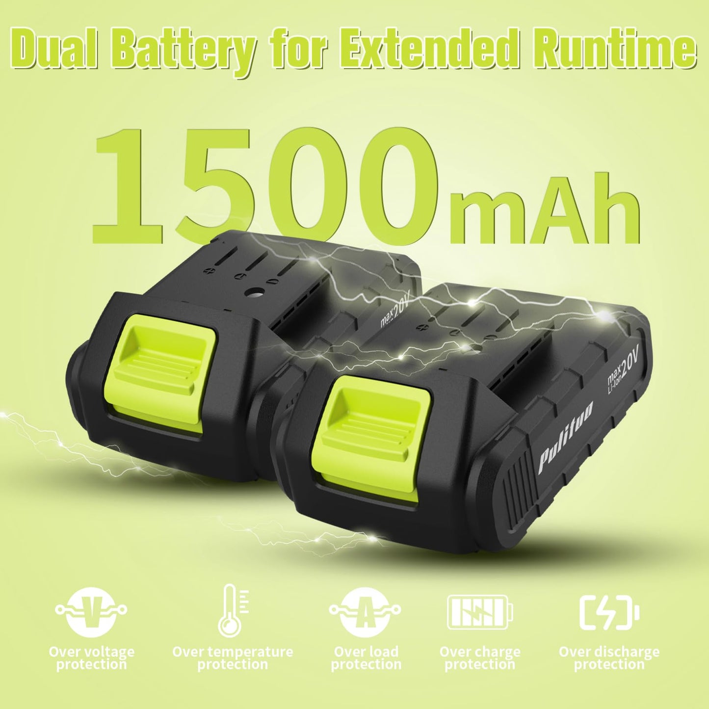 PULITUO'S 20V Cordless Drill/Driver, Electric Screwdriver - 2 Batteries, 30Nm, 21+1 Torque, 2 Speed, Keyless 3/8" Chase Drill with LED Light, Kit for Home (Green)