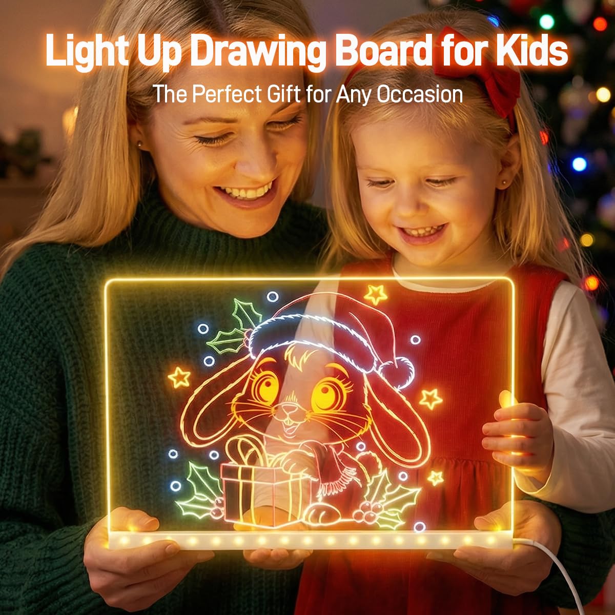Conatu Acrylic LED Drawing Board for Kids, Acrylic Dry Erase Light-Up Drawing Board with Stand, Markers & Wipes, Erasable Reusable Board for Kids Learning, Ideal Gift for Birthday