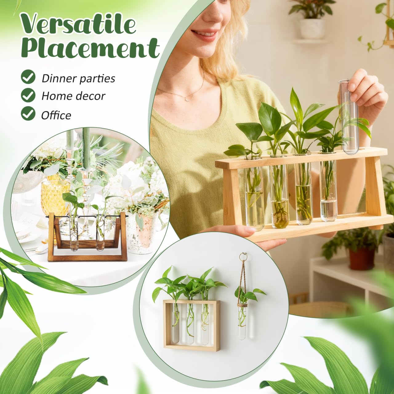 Housoutil Glasstubes for Plants, 5PCS Propagation Tubes for Plants, Glass Test Pipe Vase for Scientific Experiments, Desktop Party Home Office Decor, Flowers Desktop, Indoor Hydroponic Station