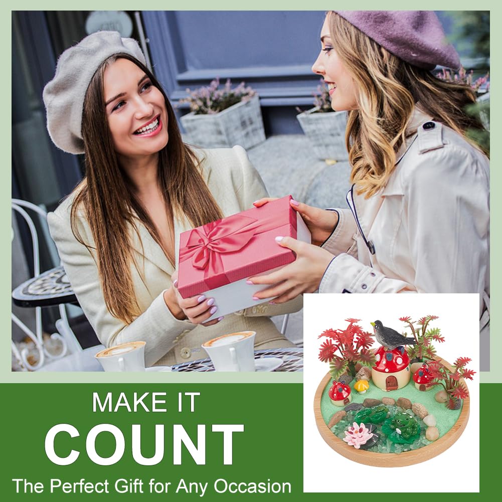 WEBEEDY 3 Sets Miniature Mushroom Zen Garden Kit Sand Craft Kit Ocean Beach Sandbox Decorations Mini Zen Garden Accessories for Home Office Desktop Decor Unique Gift
