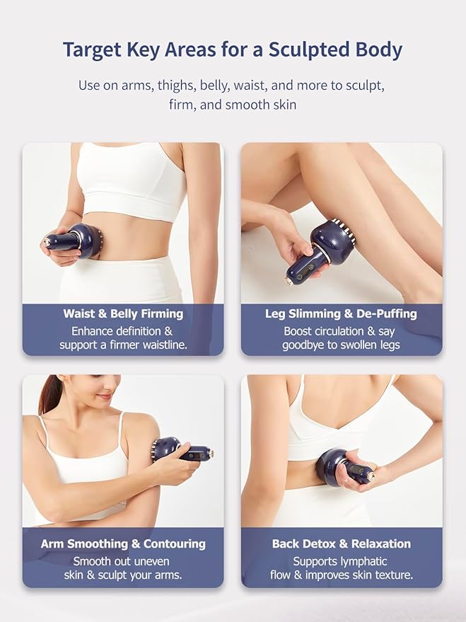 Lymphatic Drainage Massager & Anti Cellulite Massage Tool, Helps Reduce Stretch Marks & Cellulite, for Legs, Arms & Belly, Body Sculpting Machine with Microcurrent, Light, Heat & Vibration