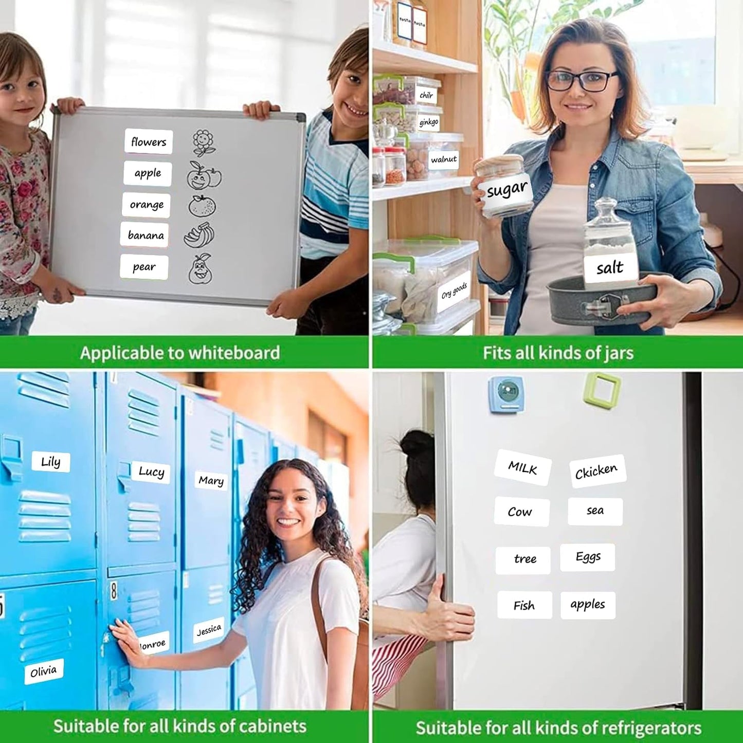 Reusable Dry Erase Labels for Organizing, Storage Bin, Craft, Jars, Pantry Labels, Sticky Notes for Office School Home Gift Chioce, Removable (2x4 inches, 24PCS) (White)