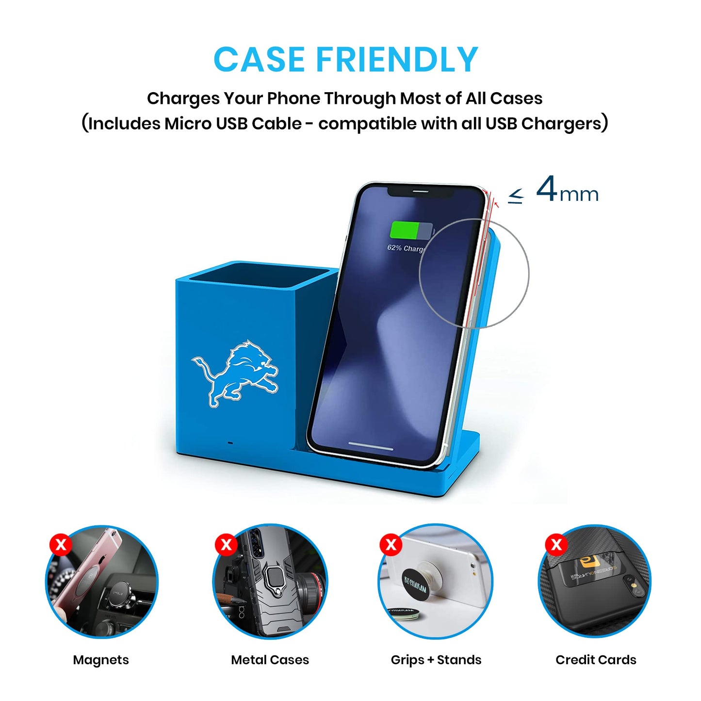 SOAR NFL Wireless Charger and Desktop Organizer, Kansas City Chiefs