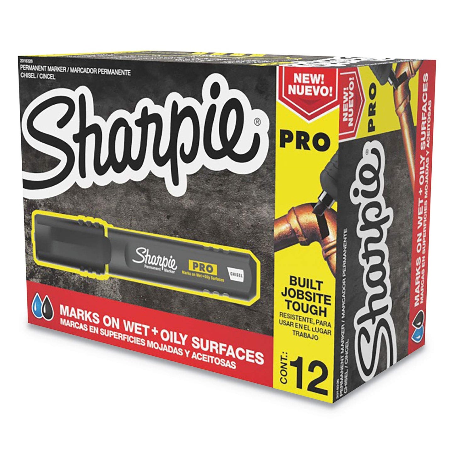 Sharpie Pro Permanent Marker Medium Chisel Tip Black 12 Count (2018326)