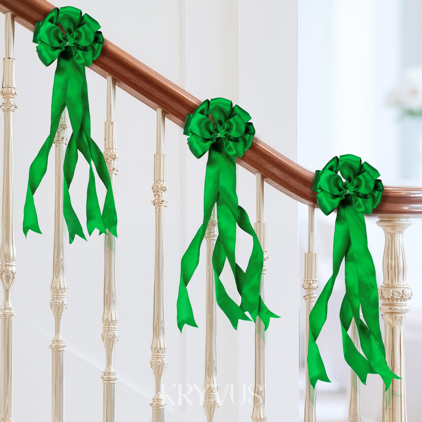 Kryvus Emerald Green Satin Wired Ribbon, 1.5 inch X Continuous 10 Yards Luxury Double Faced Satin Wire Edge Ribbon for Gift Wrapping, Wreaths, Flower Bouquet, Wedding Decorations, Home Decor